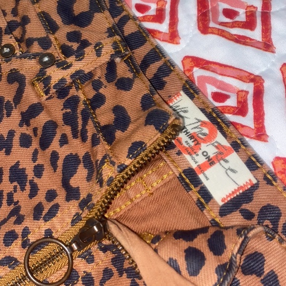 Free People Leopard Print Denim Skirt - Picture 2 of 2